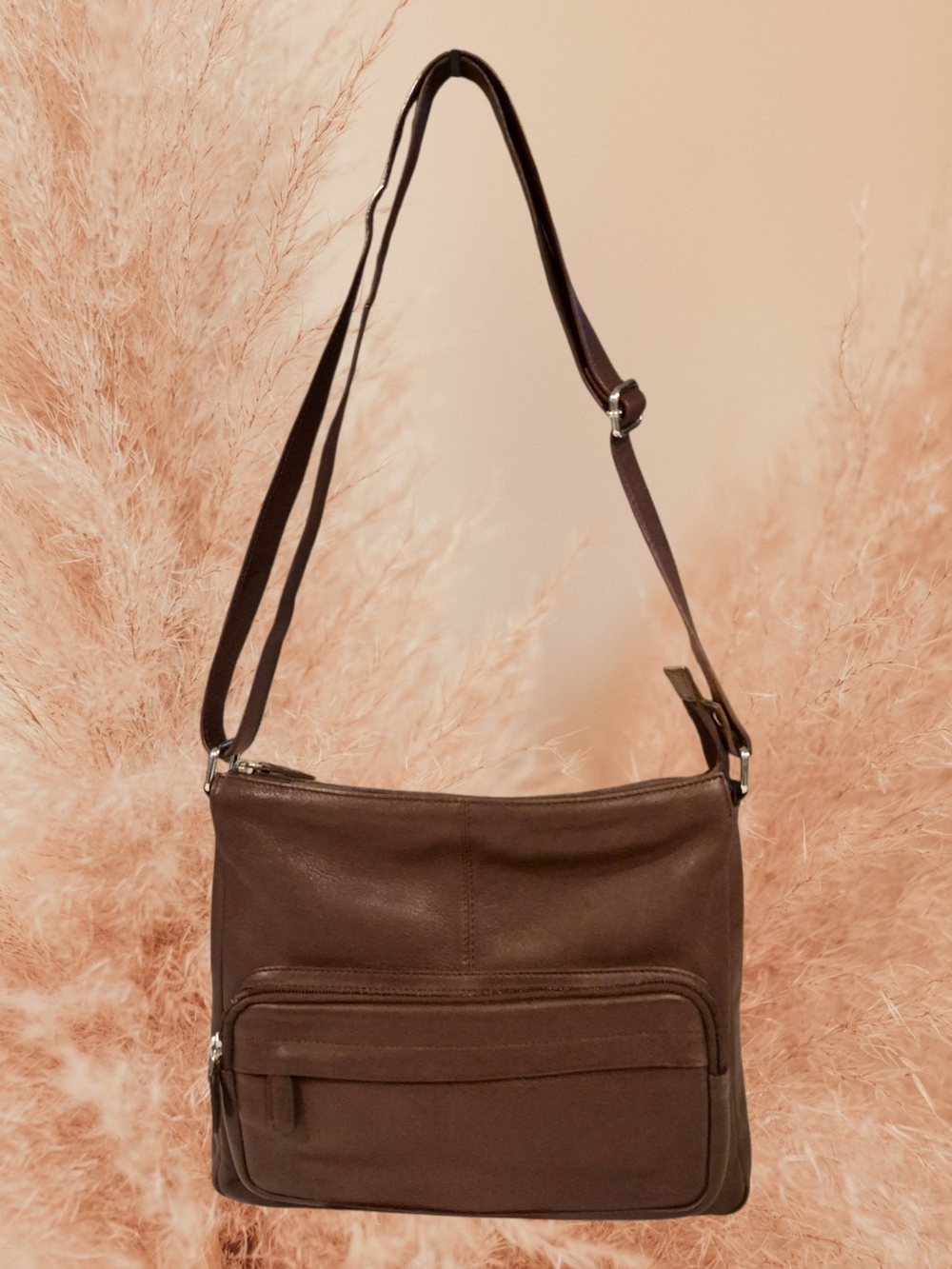Vera Pelle Rich Brown Leather Convertible Shoulder Bag